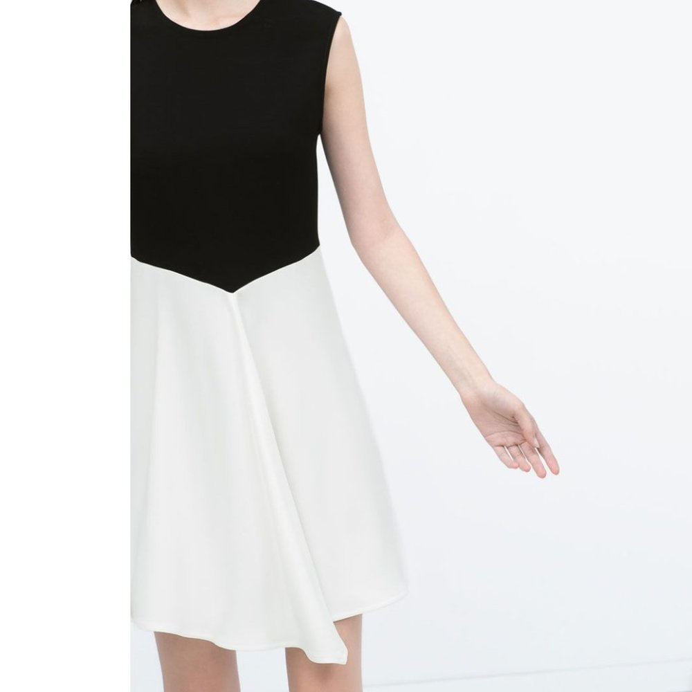 ZARA Minimalist Black & White Mini Dress w/ Zip Back🖤🤍 Quiet Luxury Look ✨